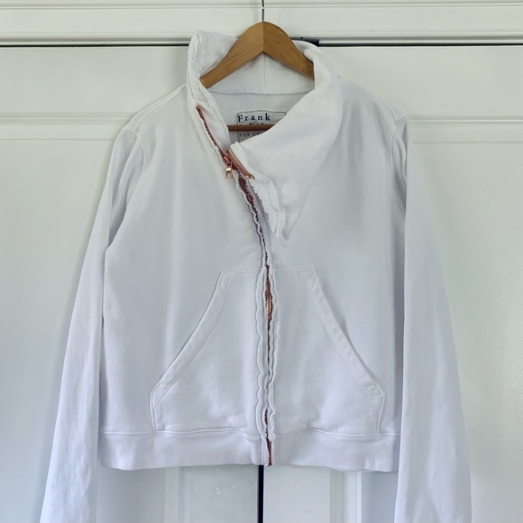 Frank & Eileen Tee Lab Asymmetrical Zip Sweatshirt Moto Funnel Neck Size Large - Picture 3 of 12
